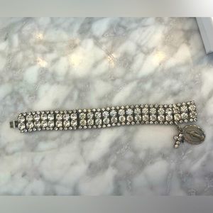 Vintage rhinestone bracelet St Christopher’s charm and with cross